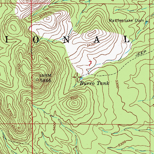Topographic Map of Burro Tank, AZ