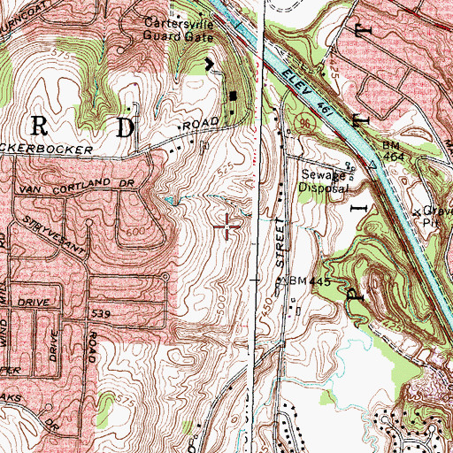 Topographic Map of Knickerbocker Farms, NY