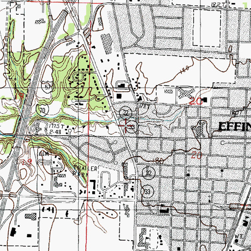 Topographic Map of Effingham Veterinary Clinic, IL