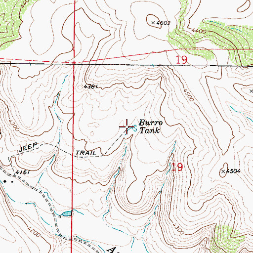 Topographic Map of Burro Tank, AZ