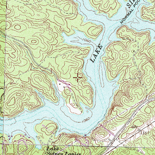 Topographic Map of Hulsey Cemetery, GA