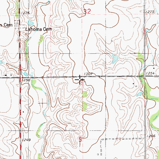 Topographic Map of Baumagartner Cemetery, OK