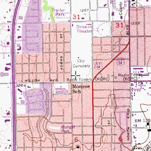 Topographic Map of Enid Cemetery, OK