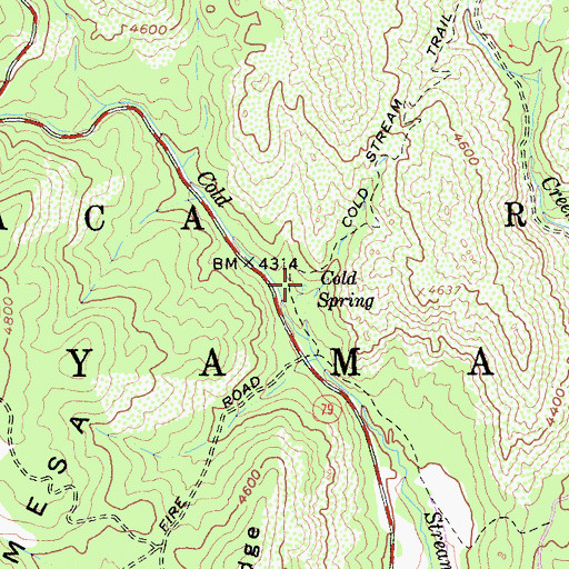 Topographic Map of Cold Spring, CA