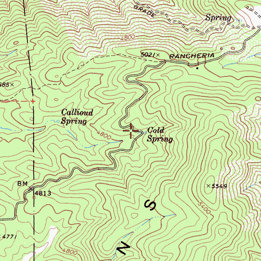 Topographic Map of Cold Spring, CA