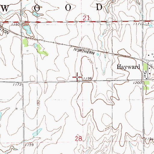 Topographic Map of Hayward Cemetery, OK