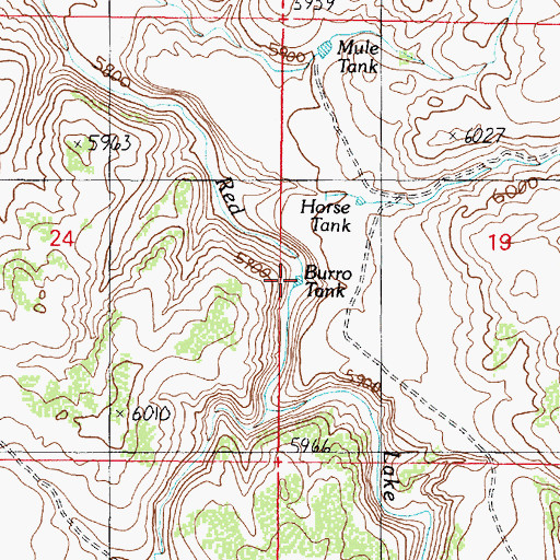 Topographic Map of Burro Tank, AZ