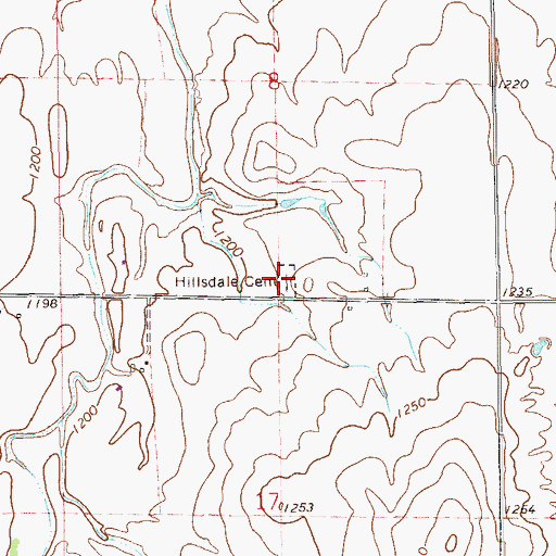 Topographic Map of Hillsdale Cemetery, OK