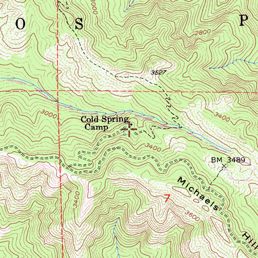 Topographic Map of Cold Spring Camp, CA