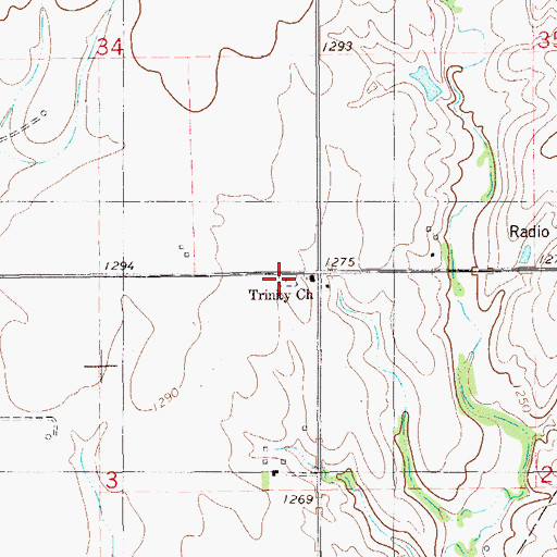 Topographic Map of Trinity Lutheran Cemetery, OK