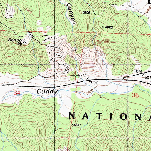 Topographic Map of Cold Springs Canyon, CA