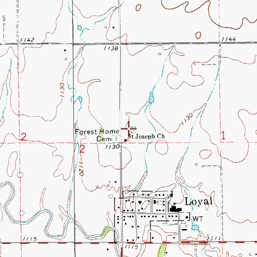 Topographic Map of Saint Joseph Catholic Cemetery, OK