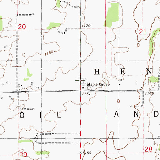 Topographic Map of Maple Grove Cemetery, OK