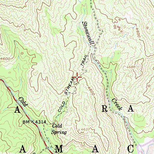 Topographic Map of Cold Stream Trail, CA