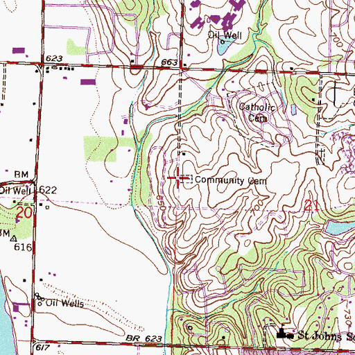 Topographic Map of Rentie Grove Community Cemetery, OK