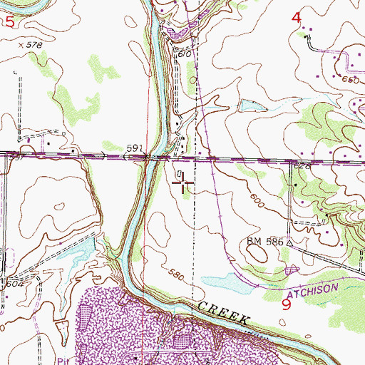 Topographic Map of Harlow Cemetery, OK