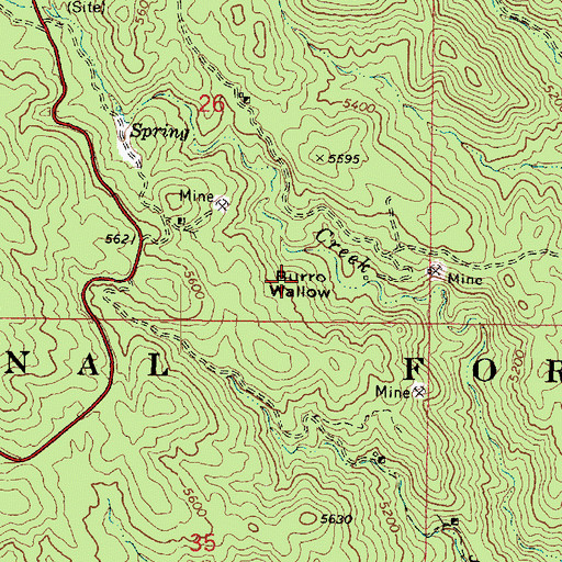 Topographic Map of Burro Wallow, AZ