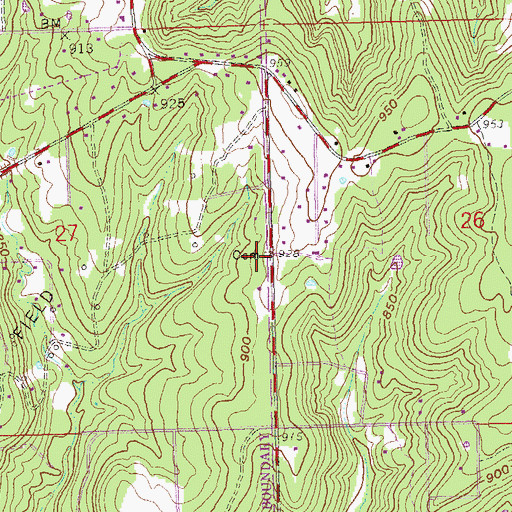 Topographic Map of Rock Creek Cemetery, OK