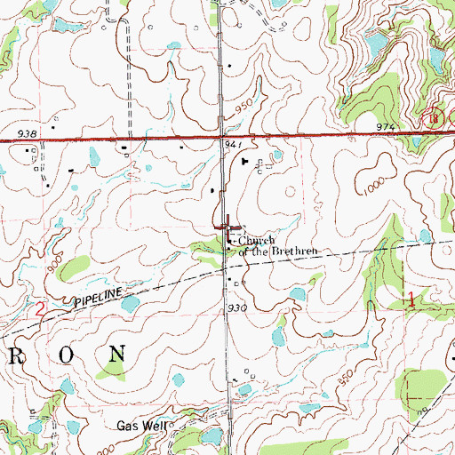 Topographic Map of Church of the Brethren Cemetery, OK