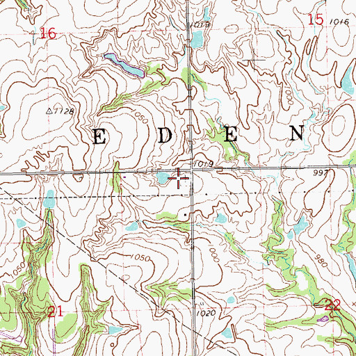 Topographic Map of Old Moore Cemetery, OK