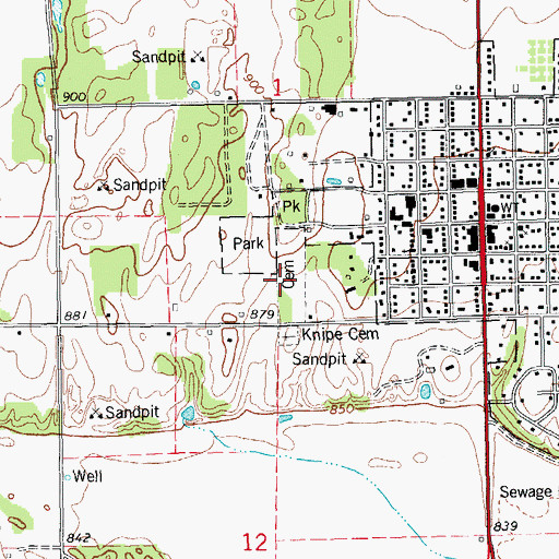 Topographic Map of Perkins Cemetery, OK