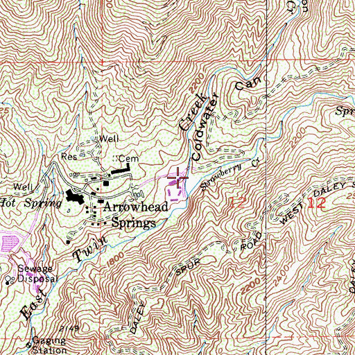 Topographic Map of Coldwater Canyon, CA
