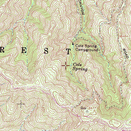 Topographic Map of Cole Spring, CA