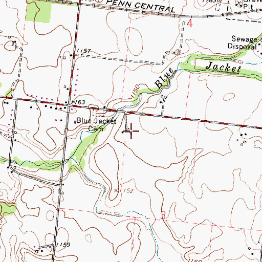 Topographic Map of Blue Jacket Dairy, OH
