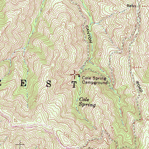 Topographic Map of Cole Spring Campground, CA