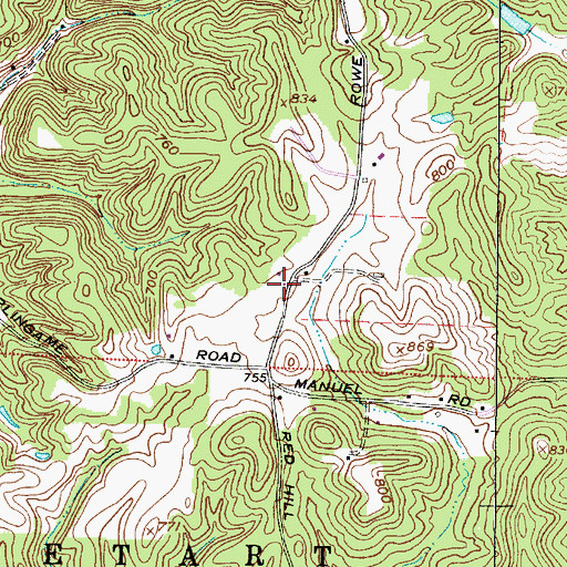 Topographic Map of Rowe Farm, OH