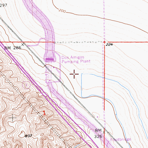 Topographic Map of Dos Amigos Management Area, CA