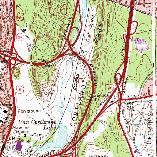 Topographic Map of Van Cortlandt Golf Course, NY