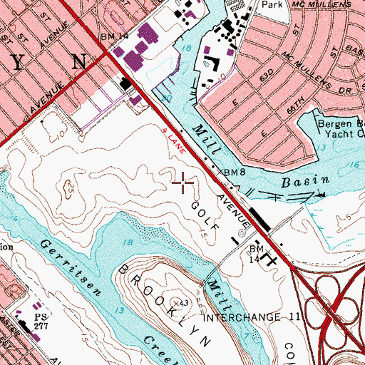 Topographic Map of Marine Park Golf Course, NY