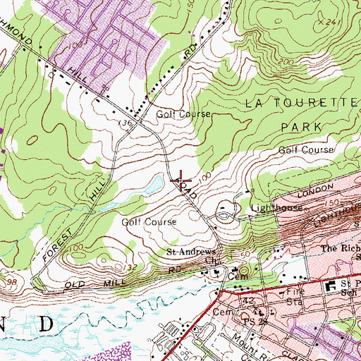 Topographic Map of La Tourette Golf Course, NY