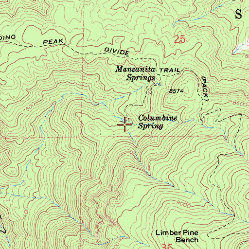 Topographic Map of Columbine Spring, CA