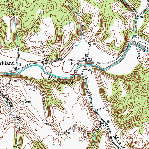Topographic Map of Minor Branch, KY