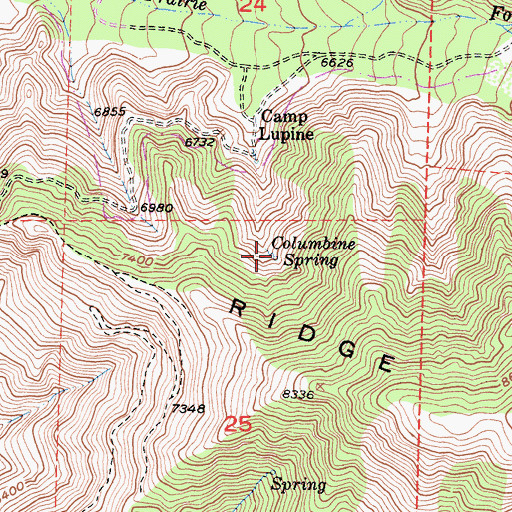 Topographic Map of Columbine Spring, CA