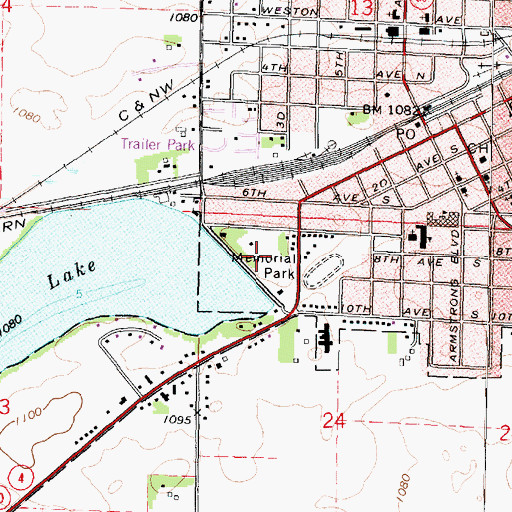 Topographic Map of Memorial Park, MN