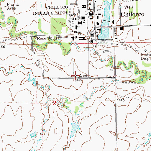 Topographic Map of Chilocco Indian Cemetery, OK