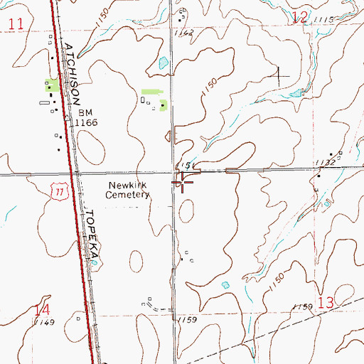 Topographic Map of Washunga Cemetery, OK