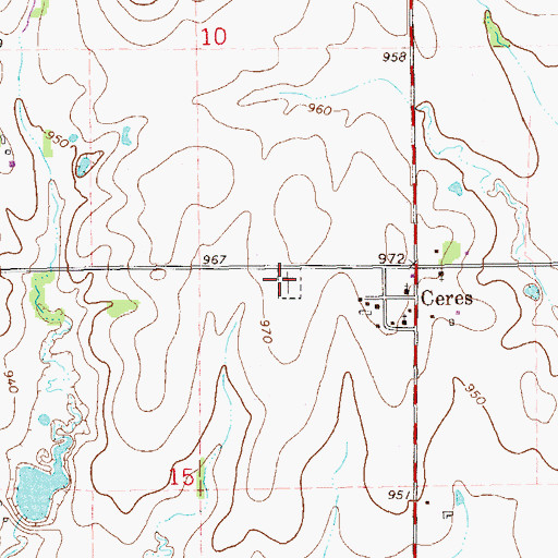 Topographic Map of Ceres Cemetery, OK