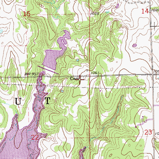 Topographic Map of Doxey Cemetery, OK