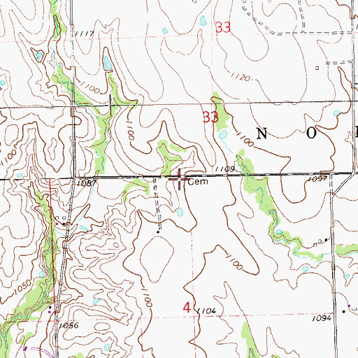 Topographic Map of Ewy Cemetery, OK