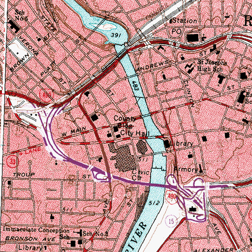 Topographic Map of Four Corners Building, NY
