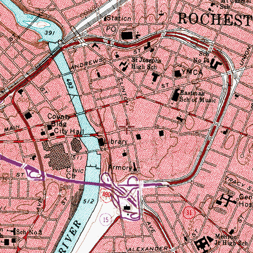 Topographic Map of Clinton Square Building, NY