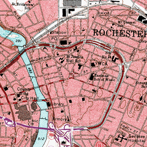 Topographic Map of Temple Building, NY