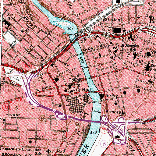 Topographic Map of Crossroads Building, NY