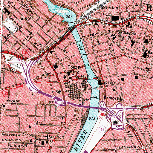 Topographic Map of Times Square Building, NY