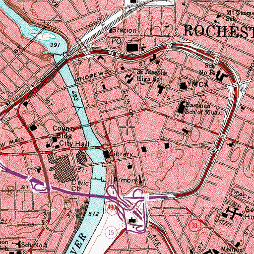 Topographic Map of Chase Tower, NY