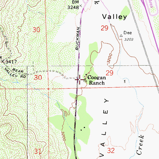 Topographic Map of Coogan Ranch, CA